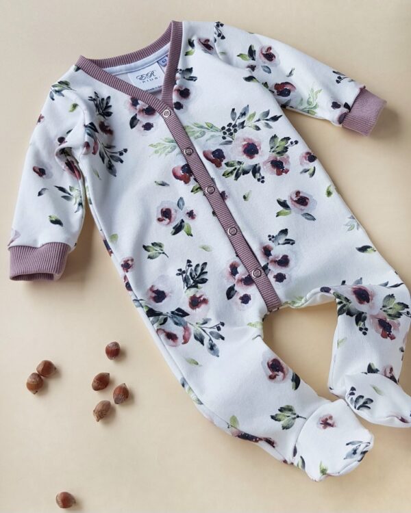 Babyoverall Aquarellblumen weiß Gr.62