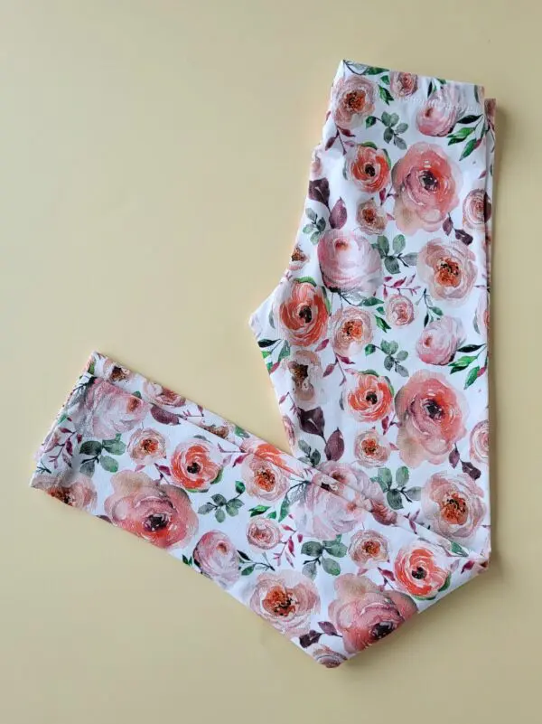 Rosen-Leggings weiss Gr.116