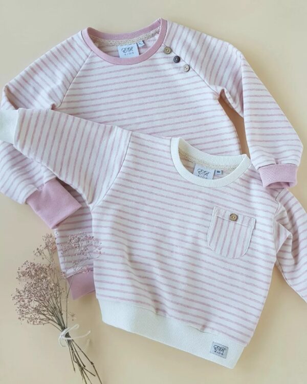 Lounge Sweater Streifen rosa/creme Gr.80