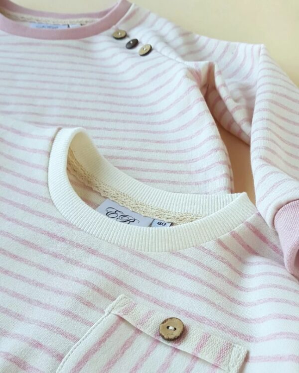 Lounge Sweater Streifen rosa/creme Gr.80 – Bild 2