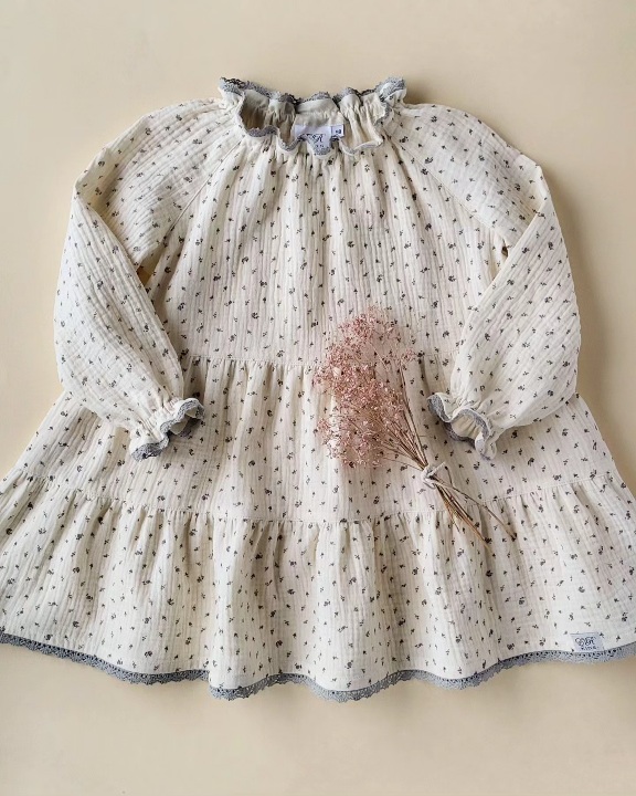 Kräuselkleid aus Biomusselin Gr. 98 – Bild 5