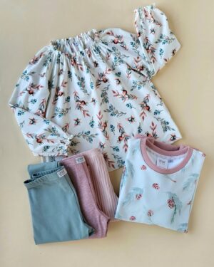 Kräusel-Bluse Hagebutten/Blaubeeren
