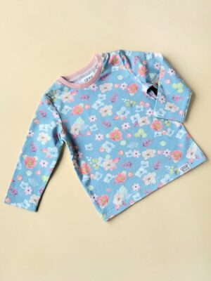 Langarmshirt Blumen türkis Gr. 80