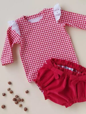 Flügelshirt Vichy-Karo rot Gr. 68