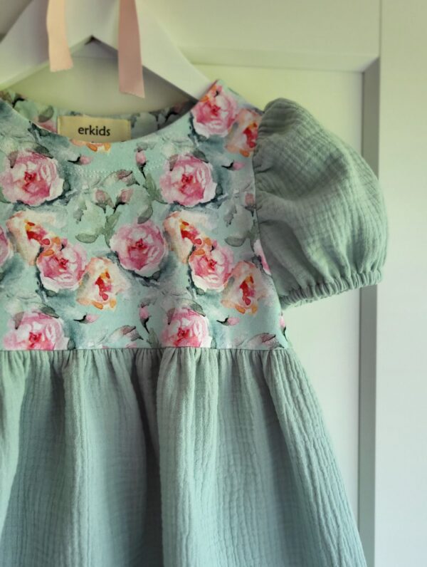 Klein-Puffärmel Sommerkleid mint Gr. 104 – Bild 3