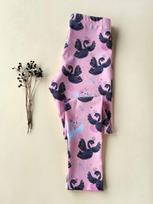 Leggings Black/White Swan Gr. 116