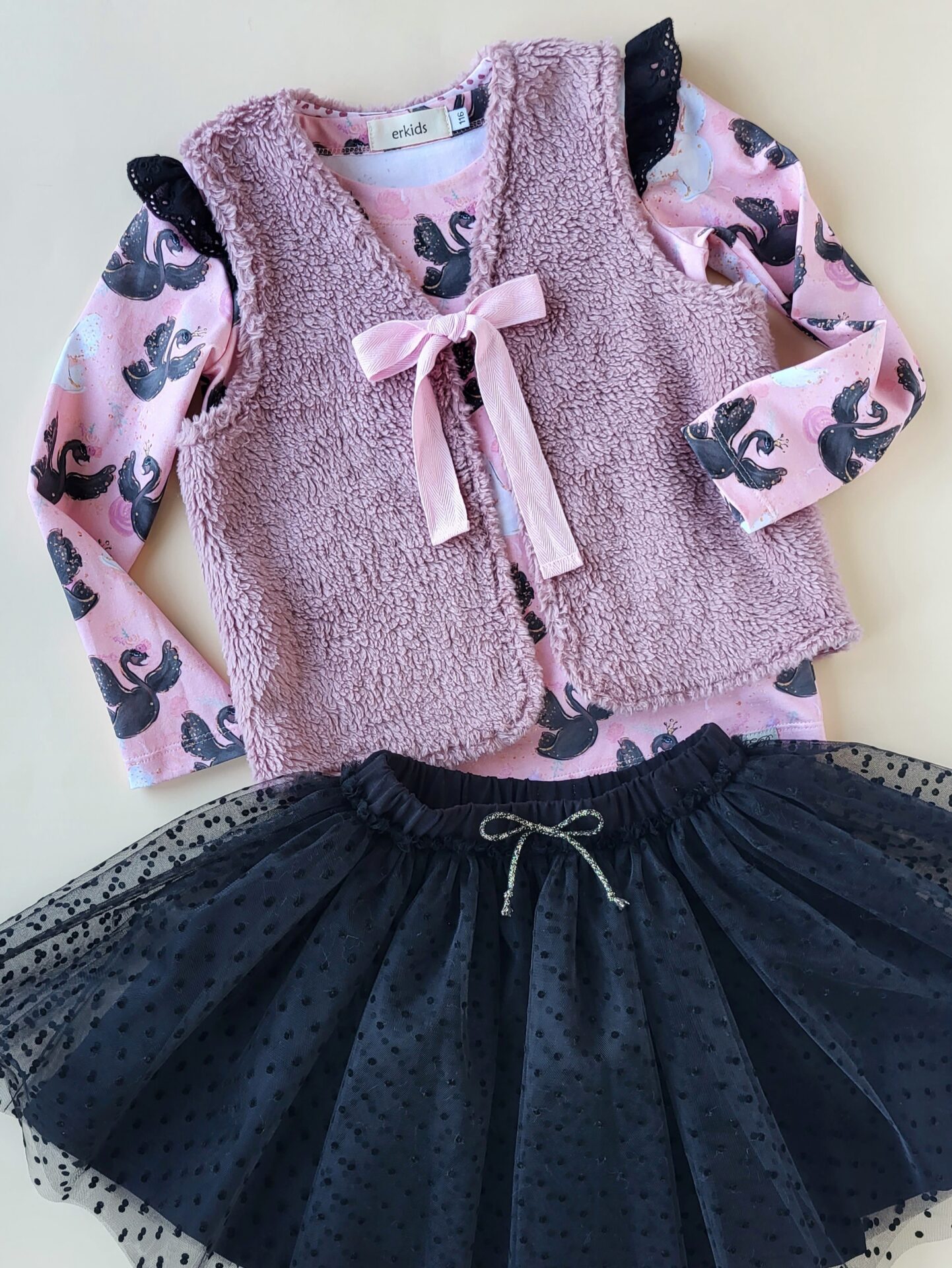 Langarmshirt Black/White Swan Gr. 116 – Bild 4