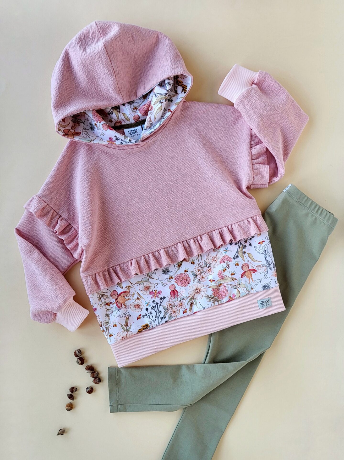 Rüschen-Hoodie Marienkäfer rosa Gr. 68-140