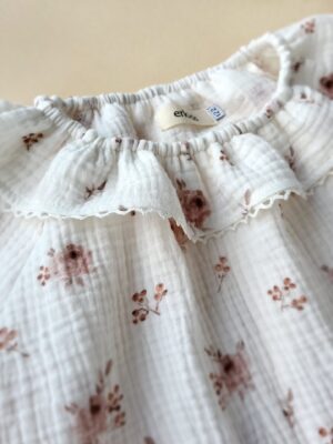 Kräuselbluse mit Halsrüsche Röschen Gr.56-158