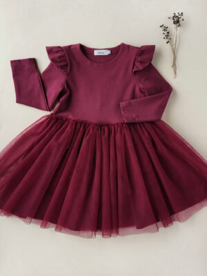 Tüllkleid weinrot Gr.74-152