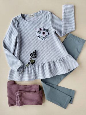 Streifen-Tunika mit Saumrüsche Gr.110