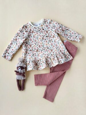 Tunika Blumen abstrakt mit Saumrüsche Gr.80