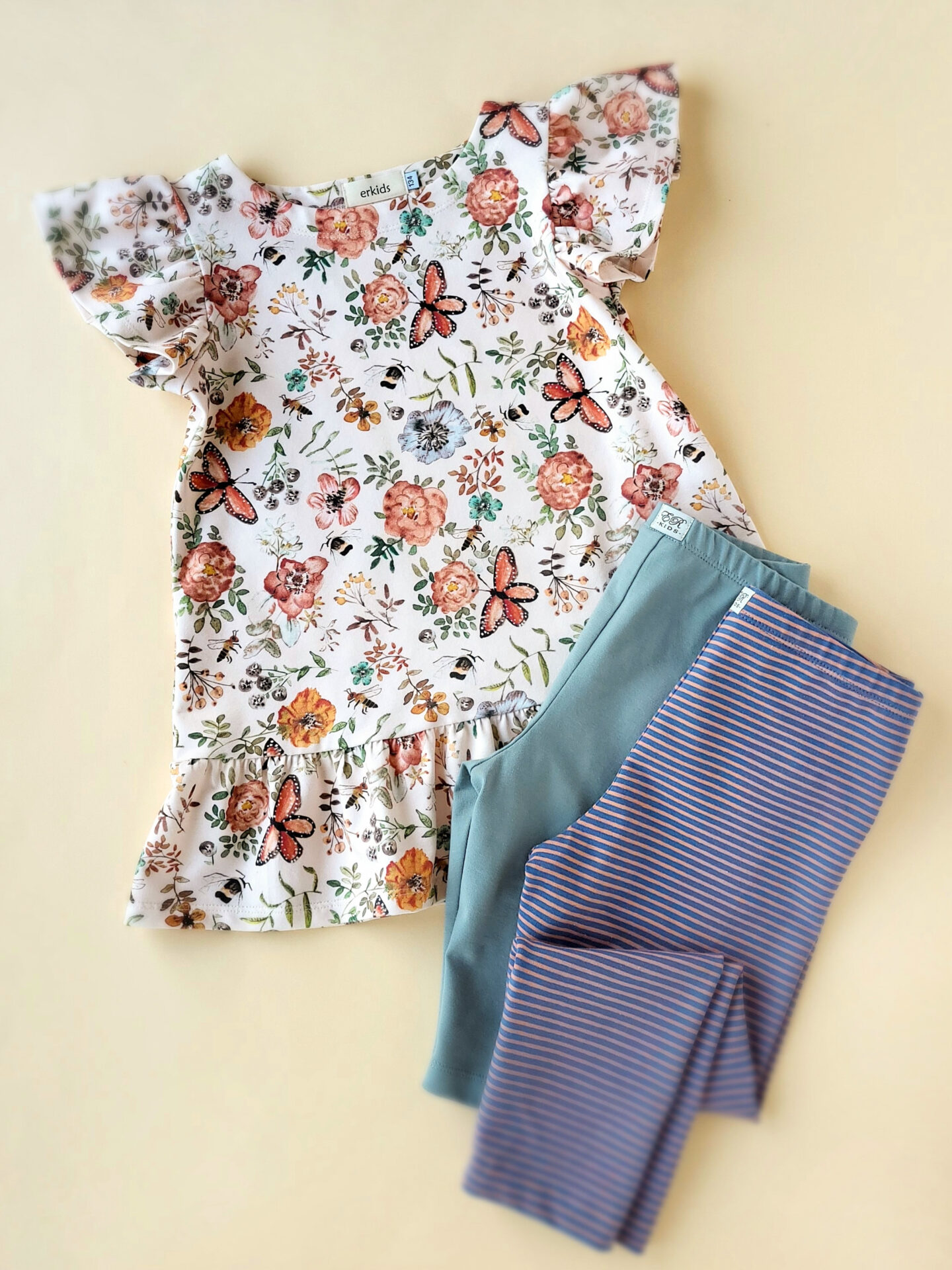 3/4 Leggings Streifen blau Gr. 134 – Bild 3