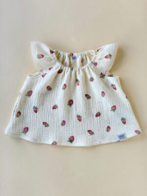 Flügel-Kräuselbluse Erdbeeren Gr.56-152
