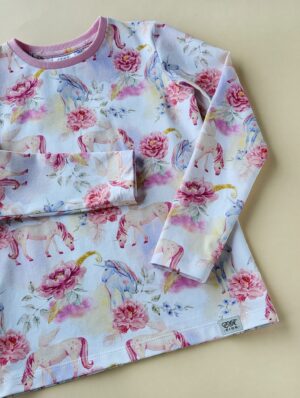 Langarmshirt Blumen-Einhorn Gr. 128